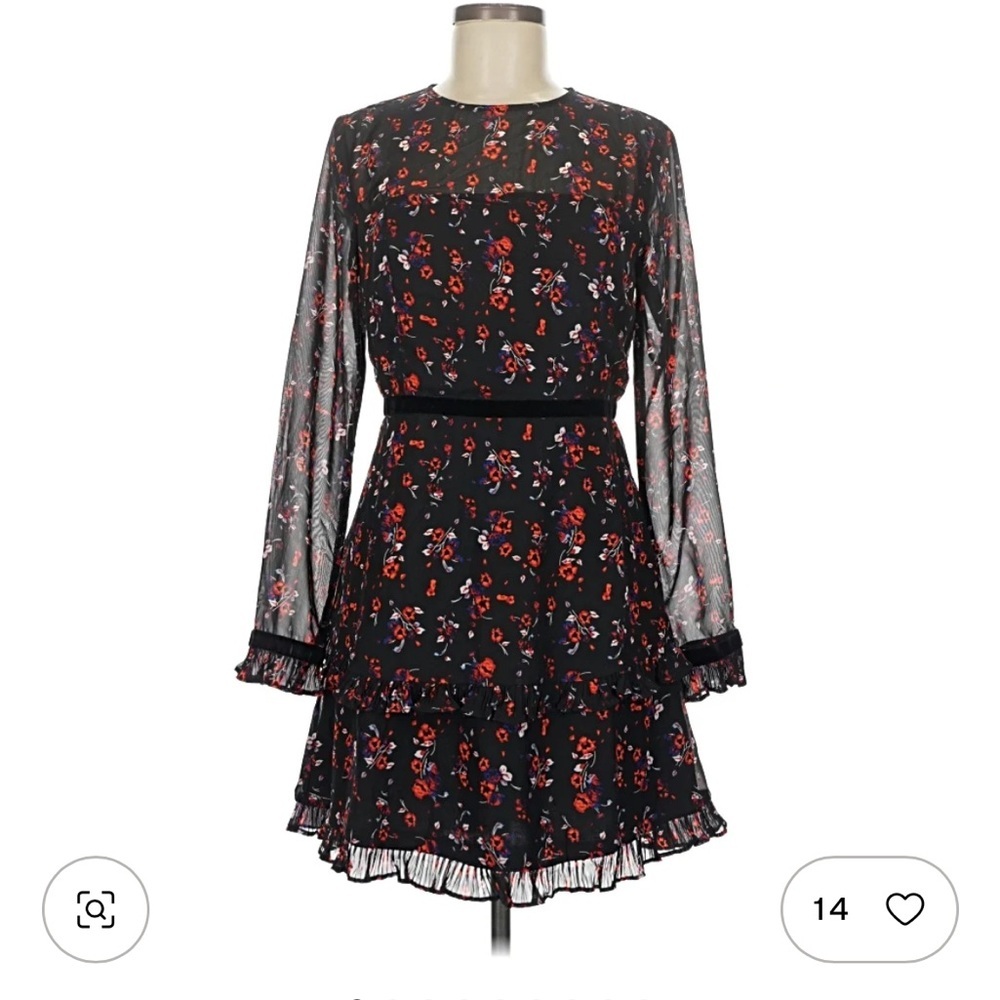 Lulus XS NWT Floral Black Dress